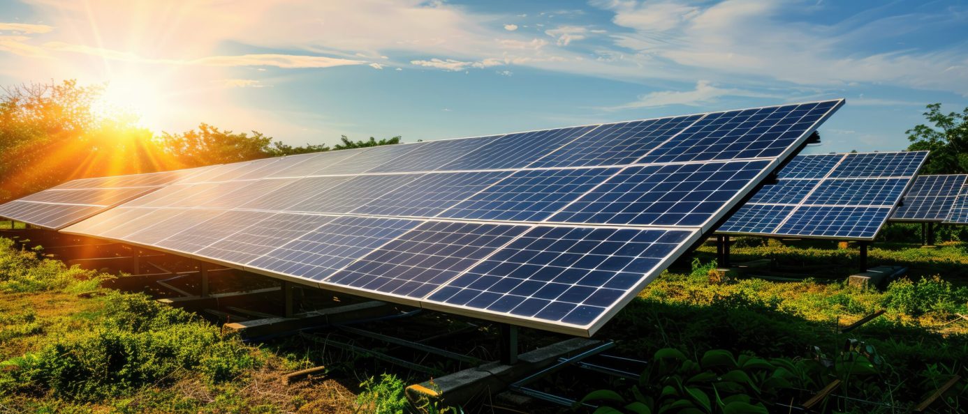 sonnenkollektoren-auf-einem-uppigen-feld-einem-sonnigen-tag